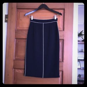 Classic Navy & White Midi Skirt, Zara, Sz Small
